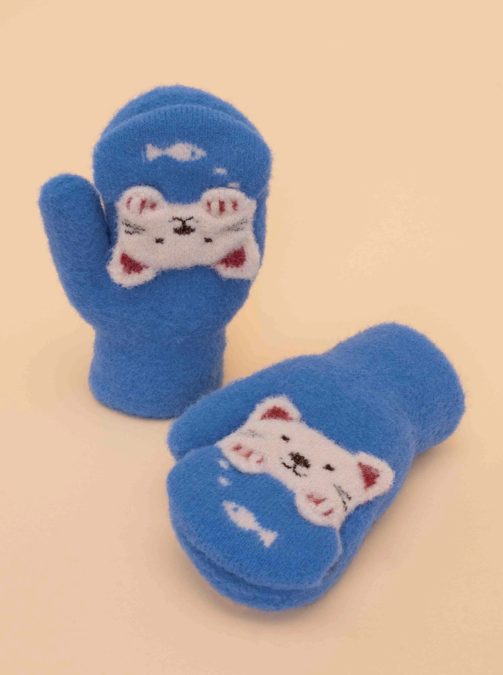 Kitty Powder Pals Mittens in Blue