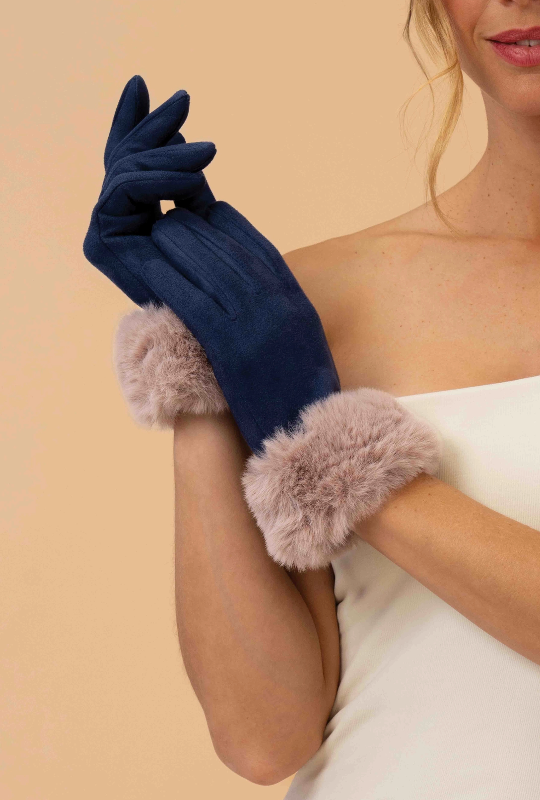 Bettina Gloves - Navy & Taupe