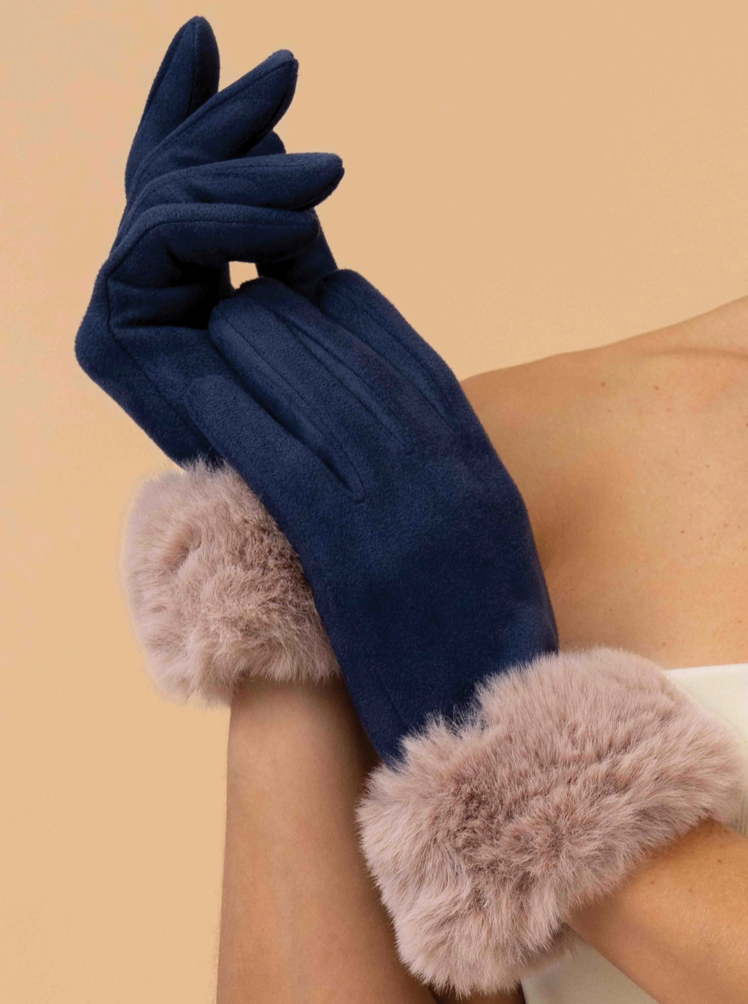 Bettina Gloves - Navy & Taupe