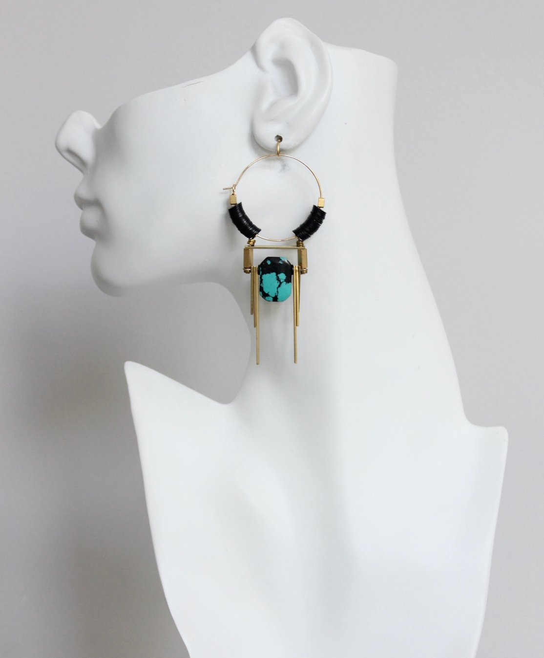 Art Deco Turquoise Hoop Earrings