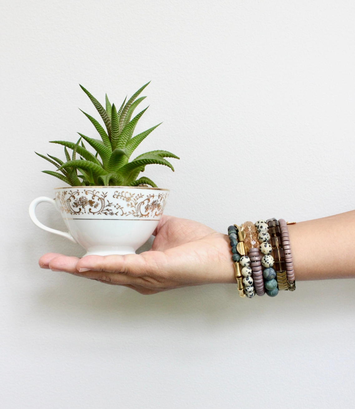Green Jasper and Mauve Wrap Bracelet