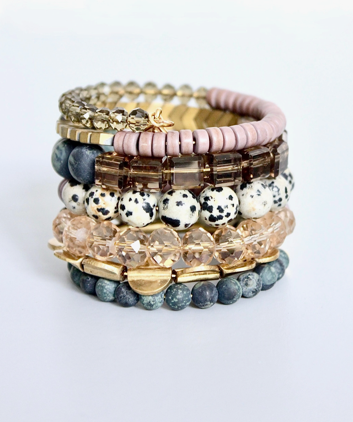 Green Jasper and Mauve Wrap Bracelet