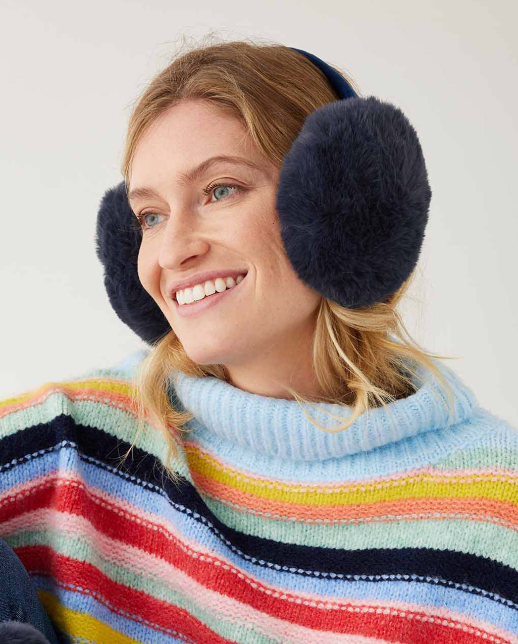 Cozy Cabin Faux Fur Ear Muffs - Oxford Blue
