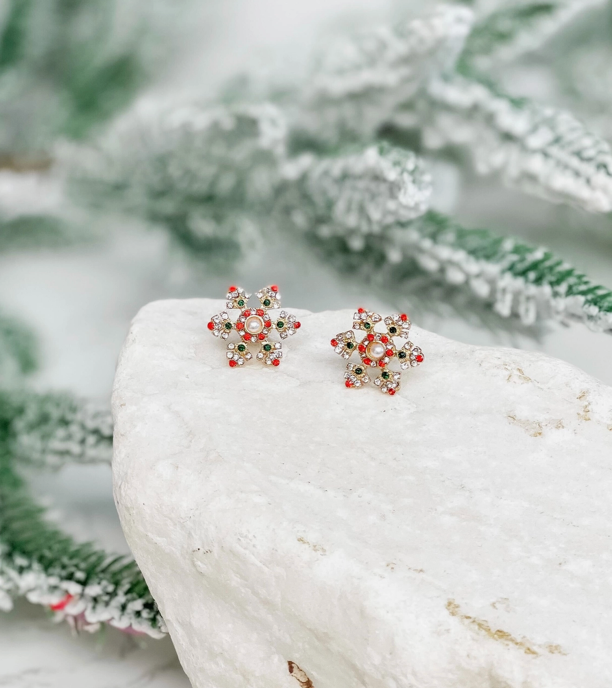 Rhinestone Snowflake Stud Earrings
