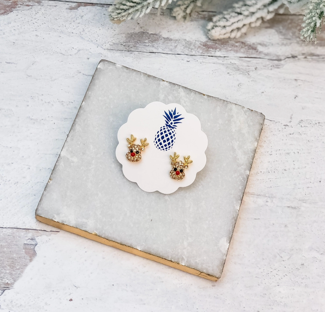 Rudolph Reindeer Glitzy Stud Earrings
