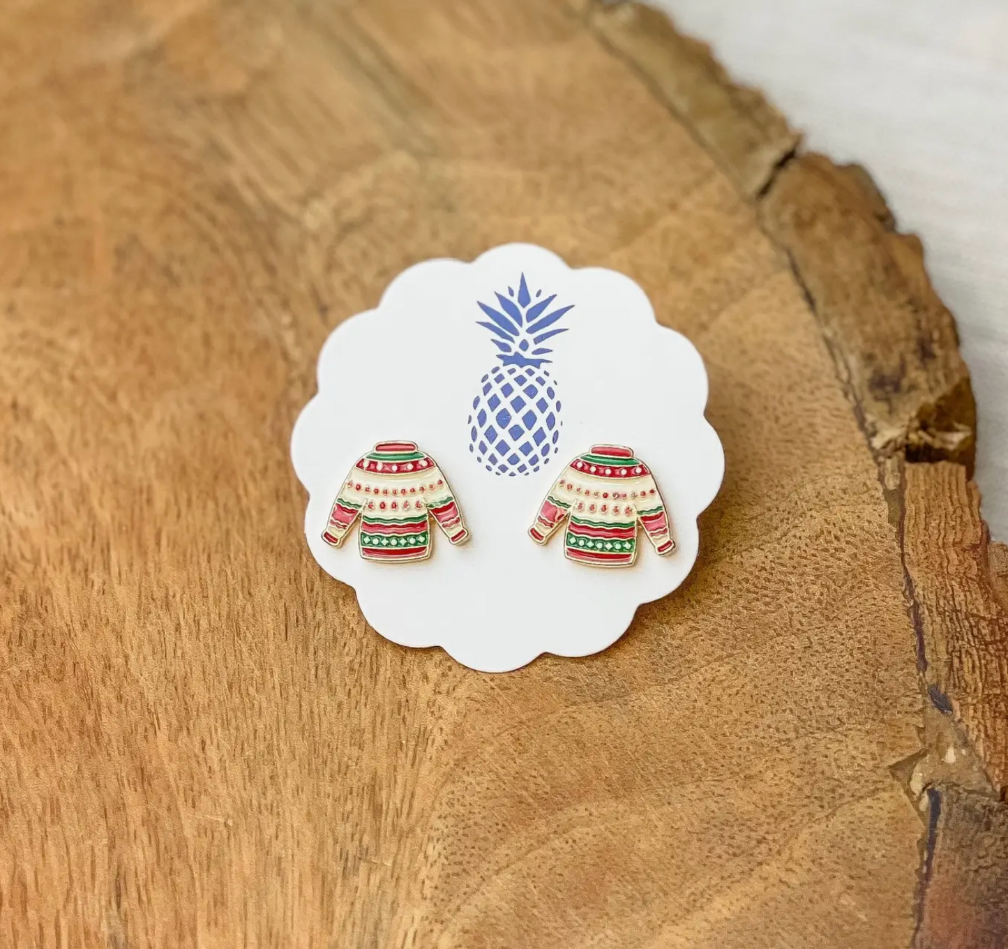 Ugly Sweater Signature Enamel Stud Earrings - Fairisle