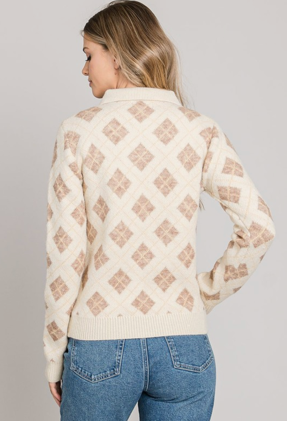 Plaid Button Placket Sweater
