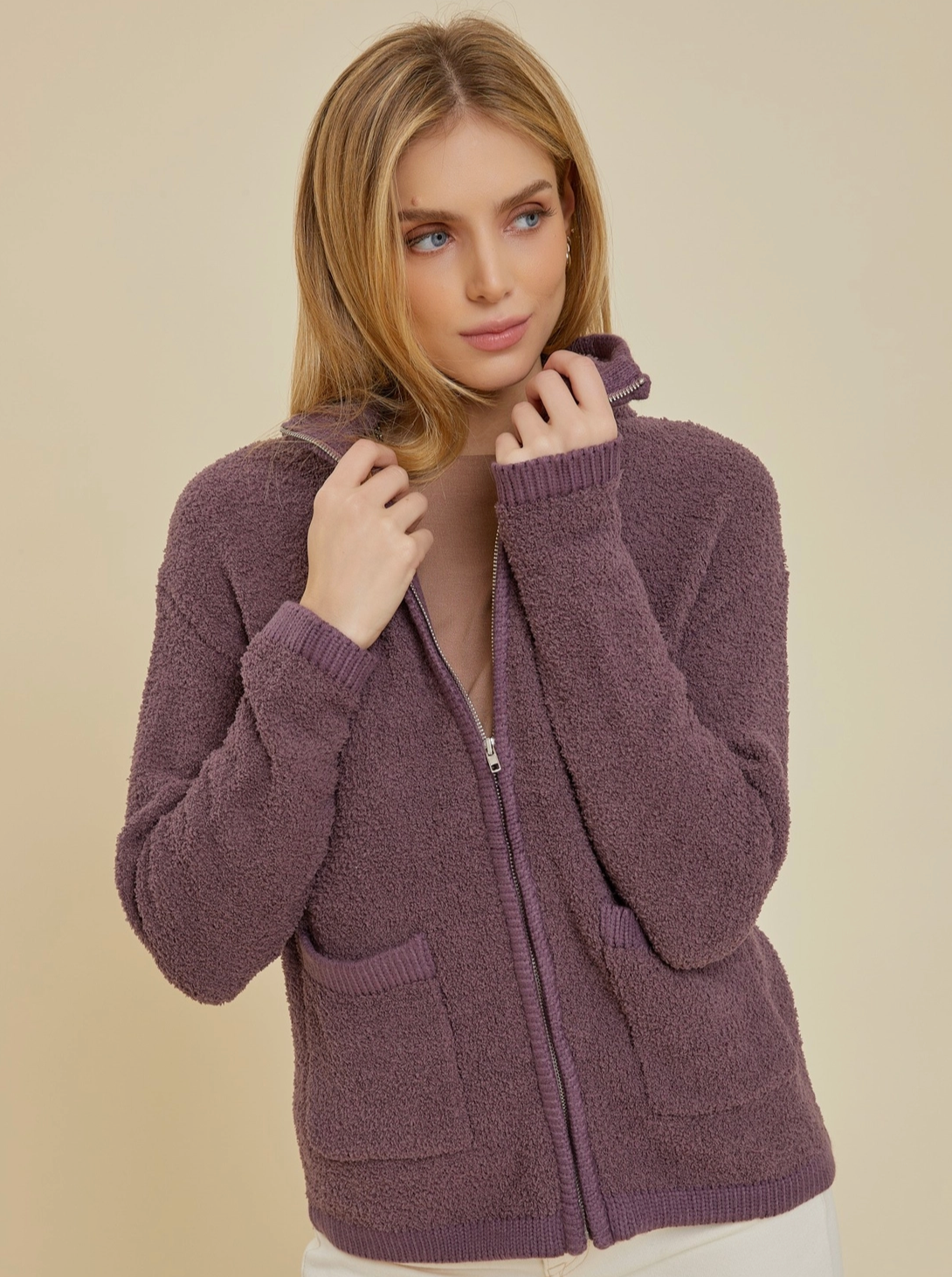 Dusty Plum Cozy Zip Up