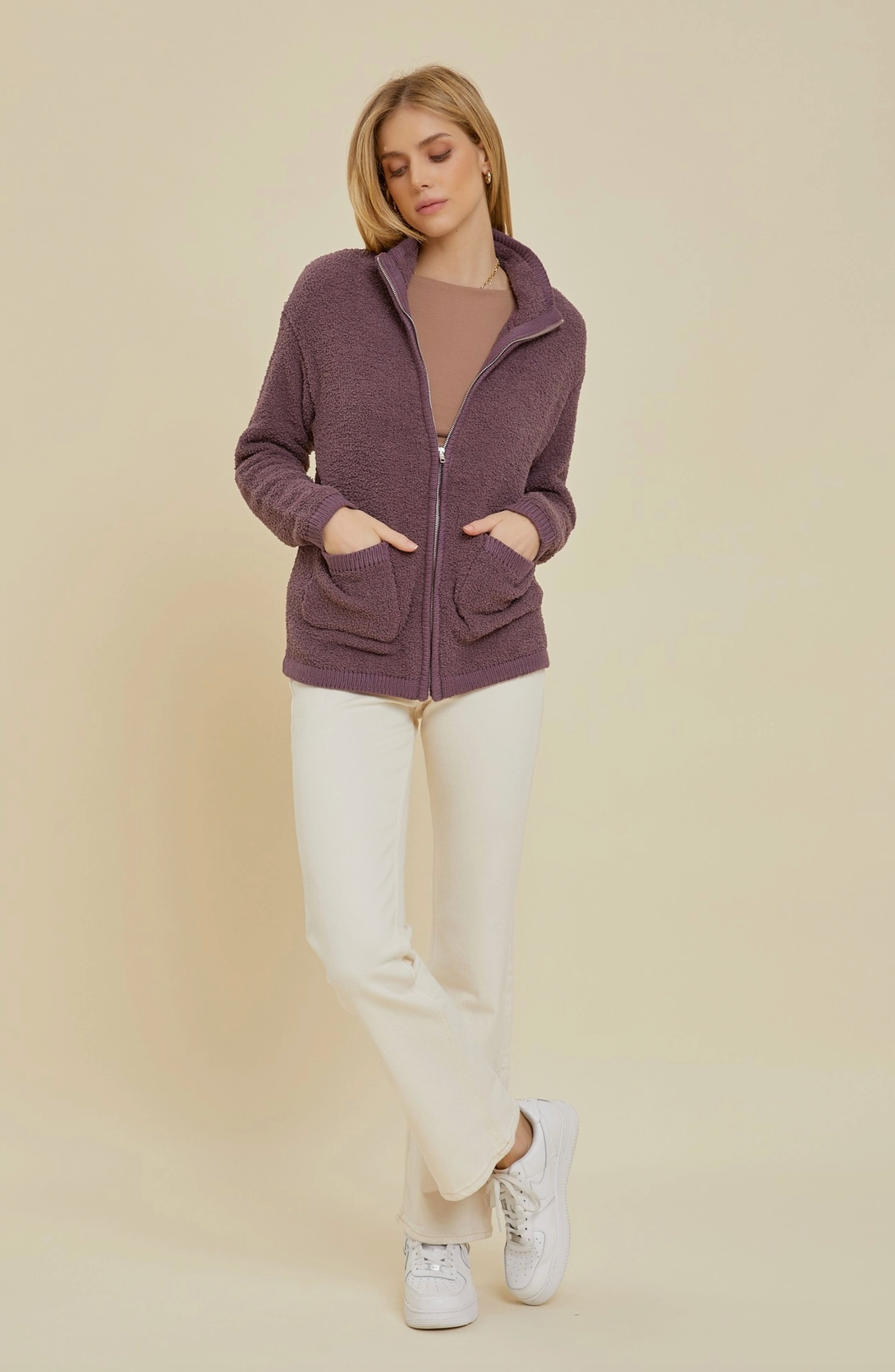 Dusty Plum Cozy Zip Up