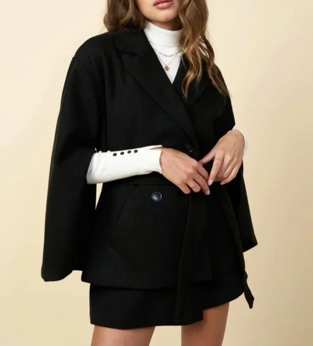 Cape Like Double Breasted Coat