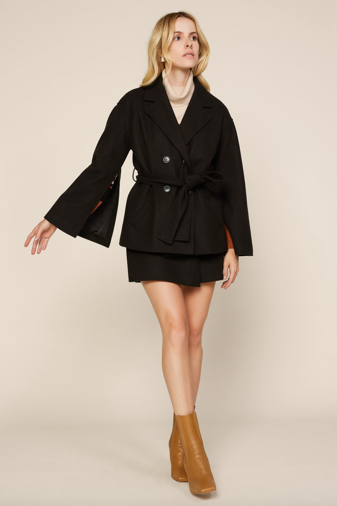 Cape Like Double Breasted Coat