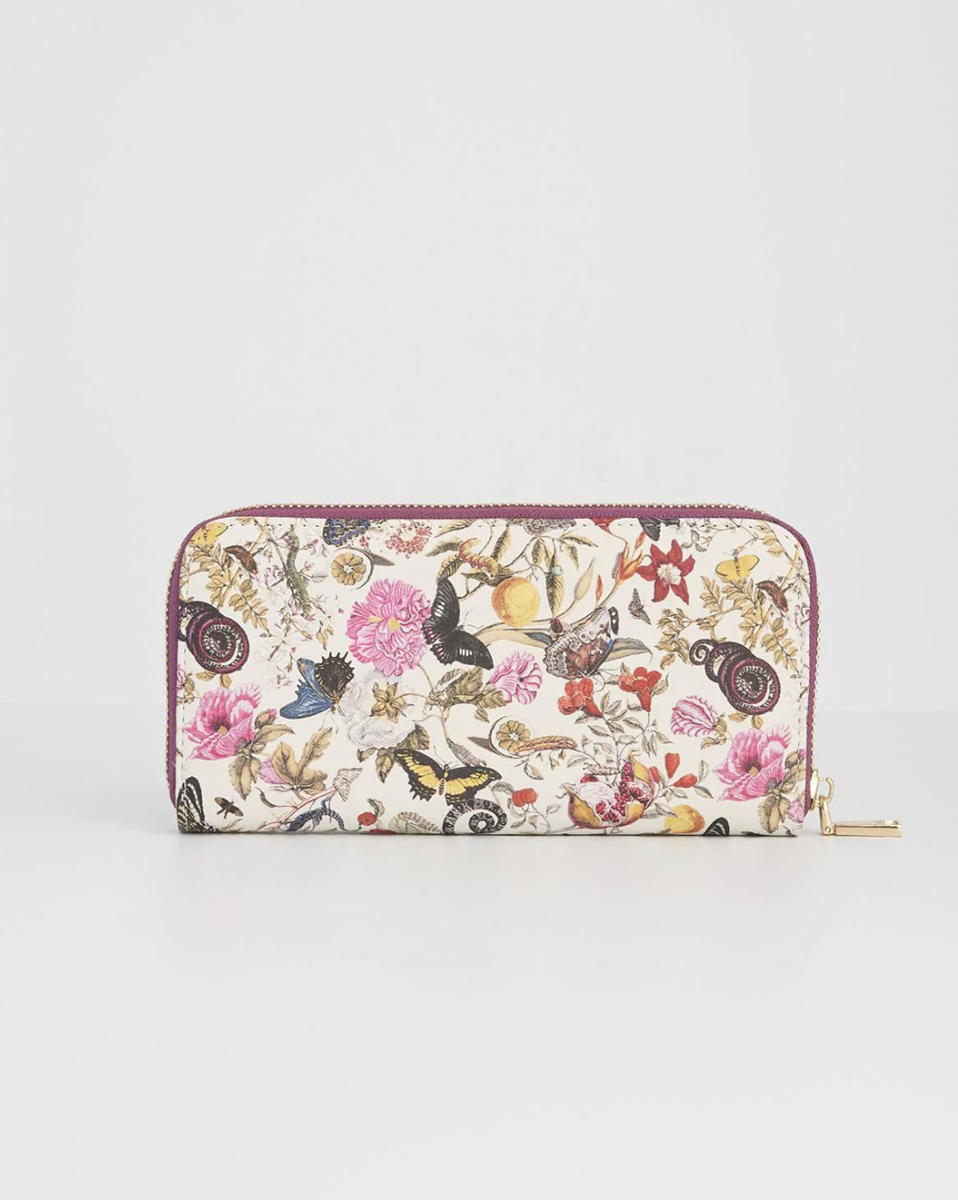 Floral Engravings Large Zip Wallet