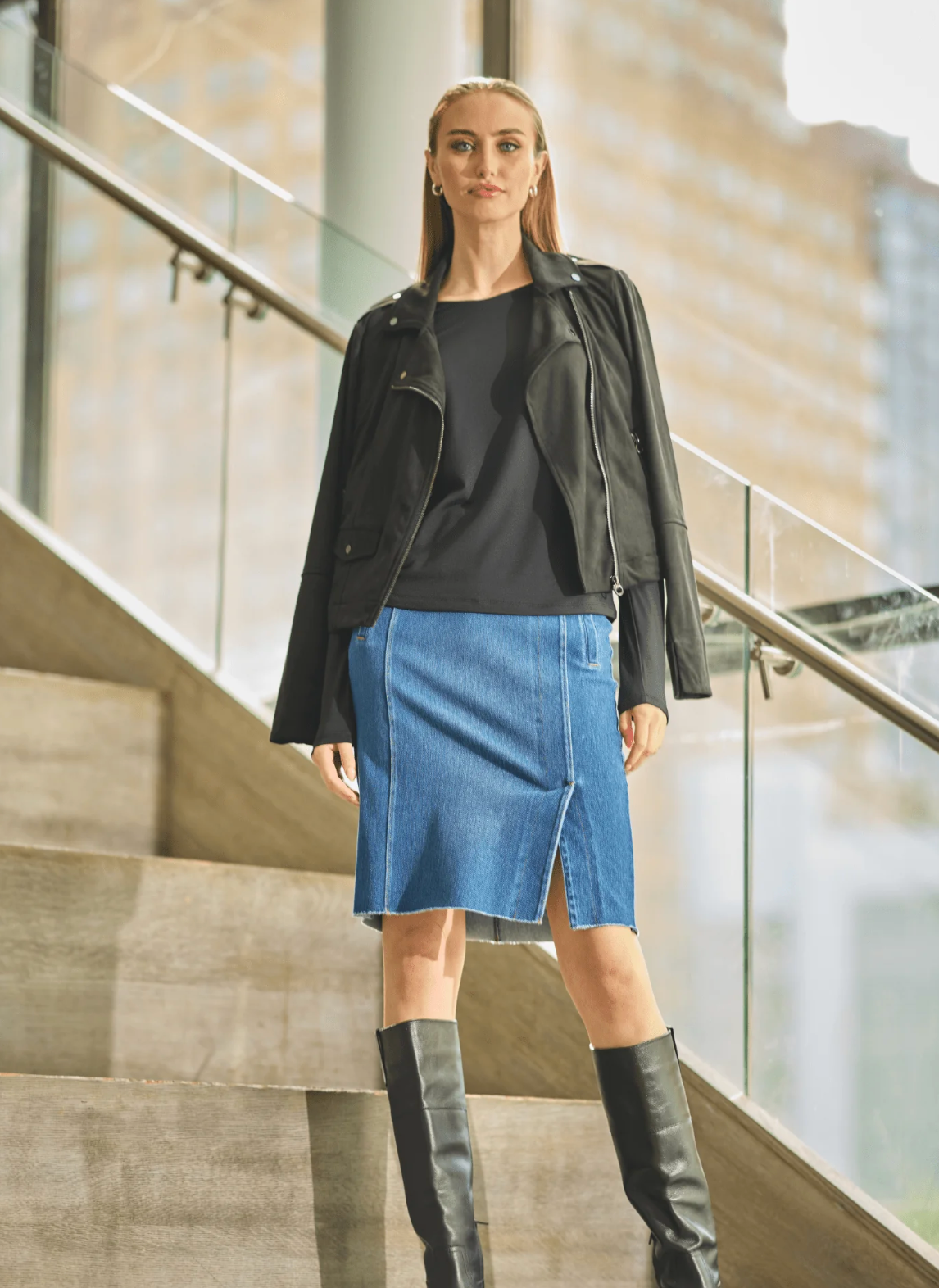 Amelia Moto Vegan Suede Jacket - Black