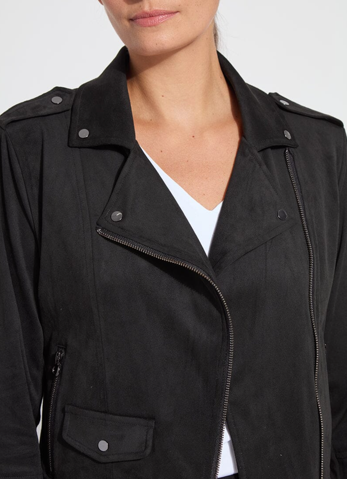 Amelia Moto Vegan Suede Jacket - Black
