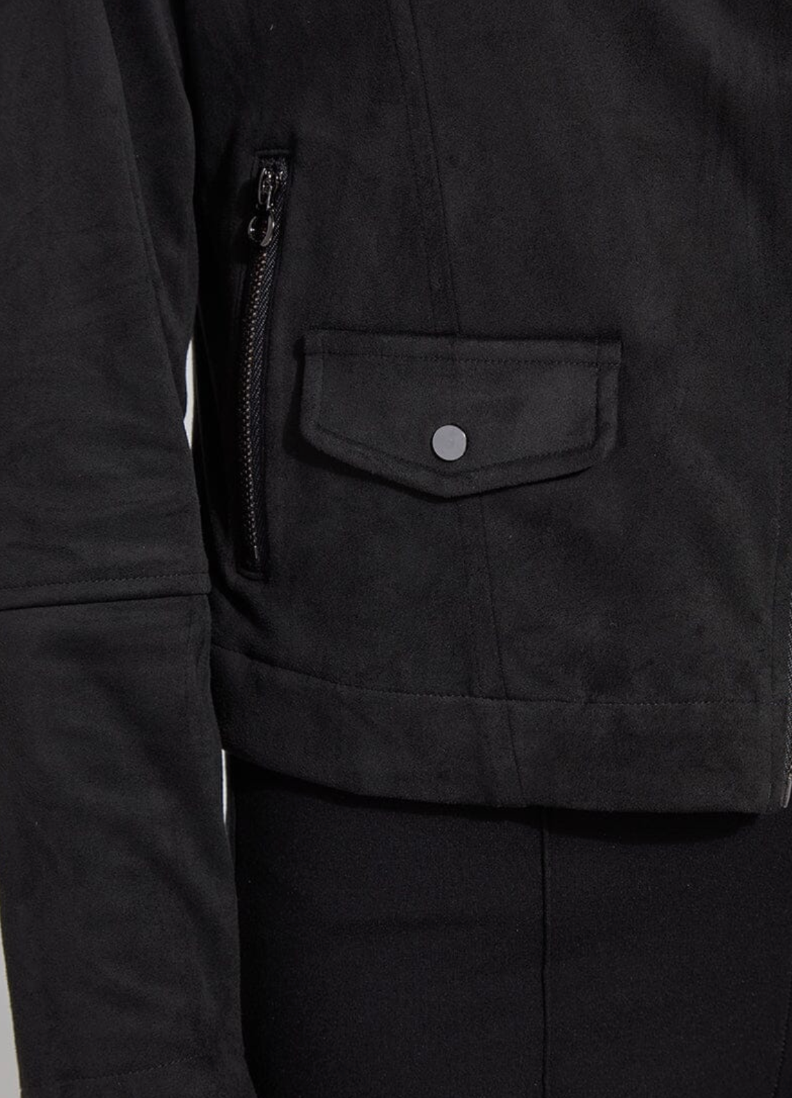 Amelia Moto Vegan Suede Jacket - Black