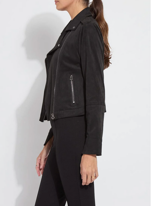 Amelia Moto Vegan Suede Jacket - Black