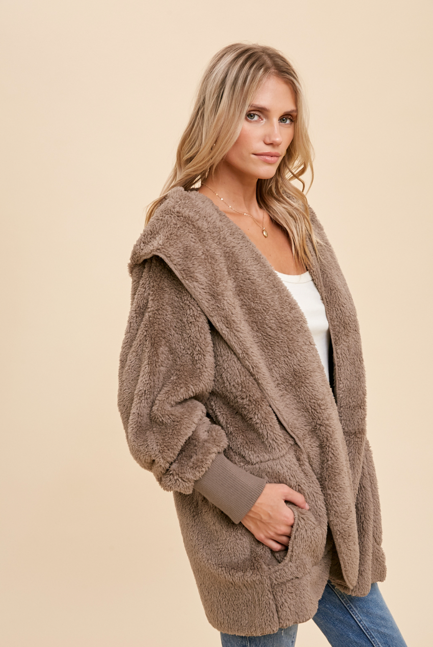 Cozy Plush Hoodie - Cafe