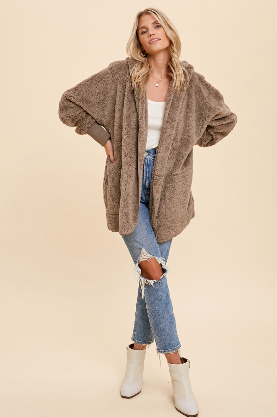 Cozy Plush Hoodie - Cafe