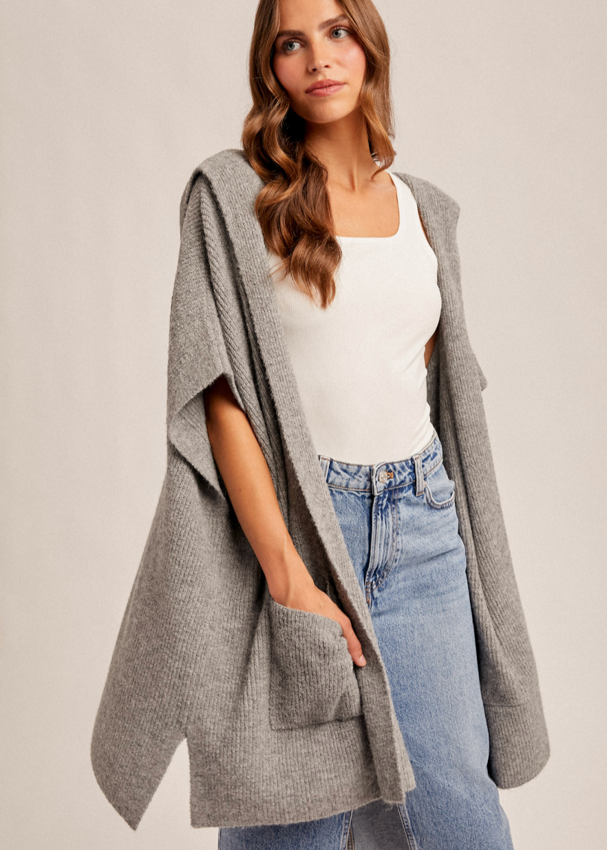 Hooded Sweater Poncho