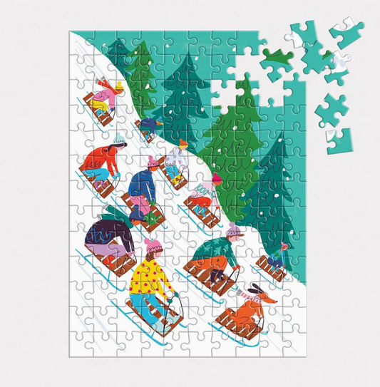 Winter Sledding - 130pc Puzzle Ornament