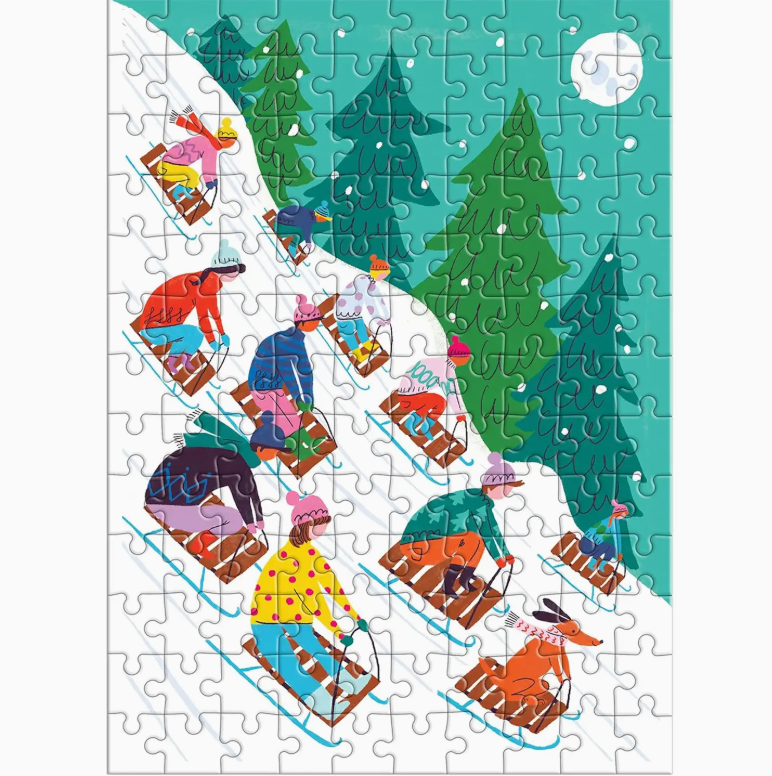 Winter Sledding - 130pc Puzzle Ornament