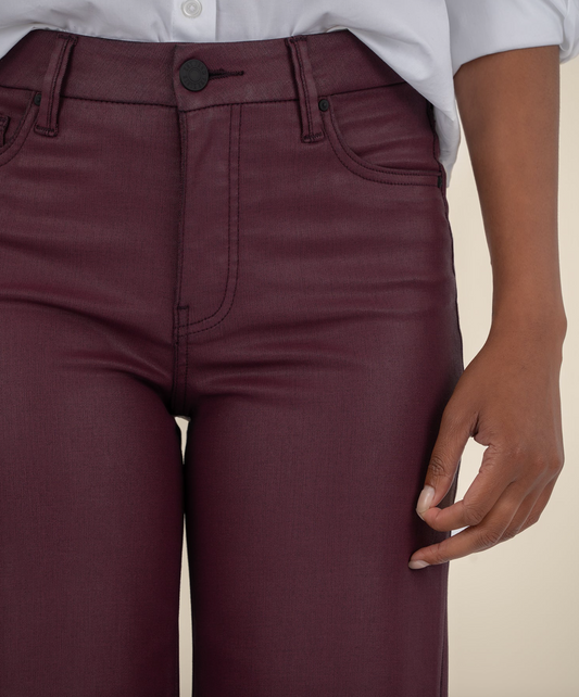 Meg Coated High Rise Wide Leg - Blackberry Coated