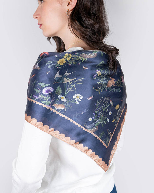 Navy Running Bunny Toile Square Scarf