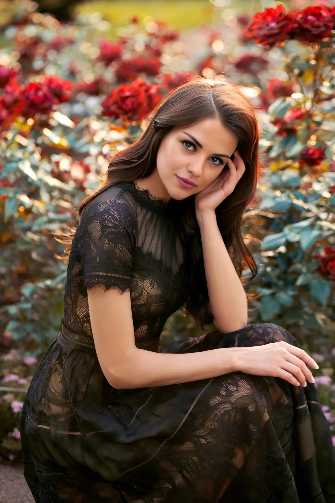 Black Midi Lace Cocktail Dress