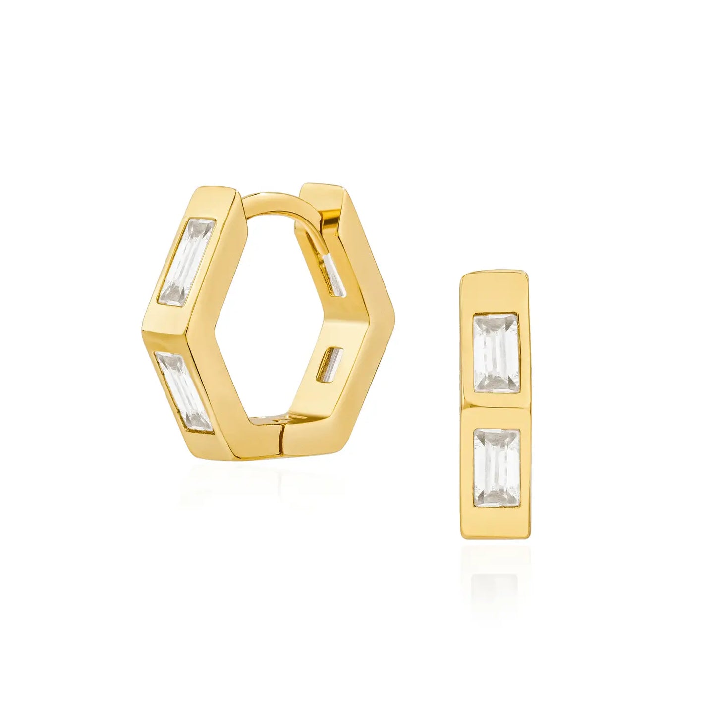 Ari Inlay Hexagon Huggies