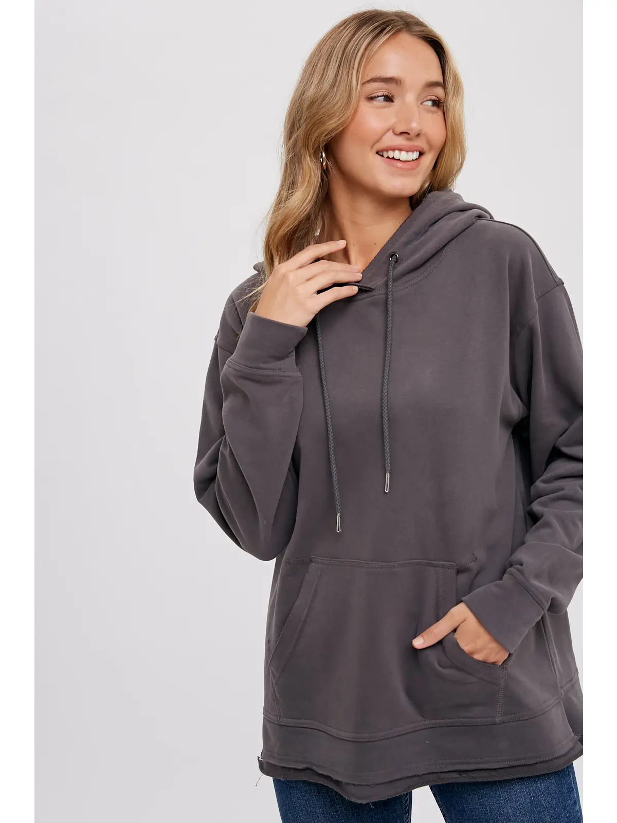 French Terry Hoodie Sweatshirt - Ash