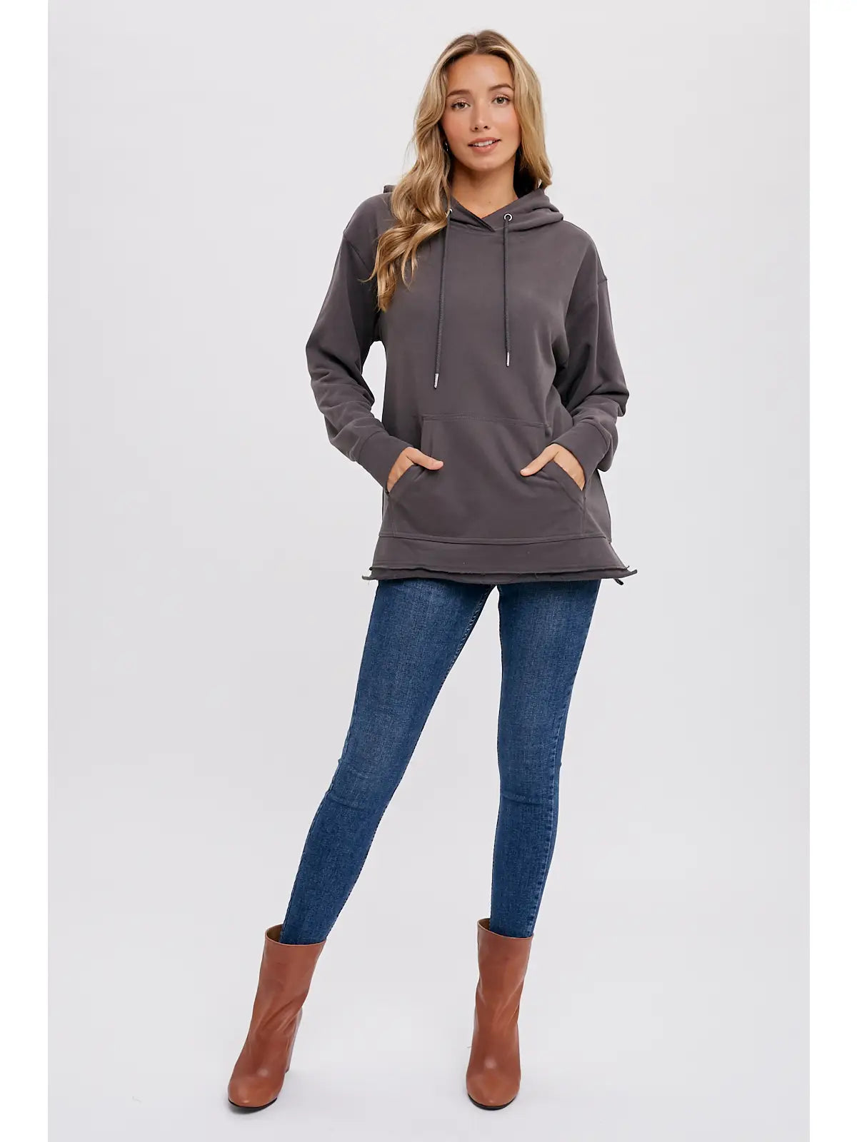 French Terry Hoodie Sweatshirt - Ash