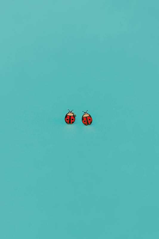 Ladybug Flat Back Kids Earrings