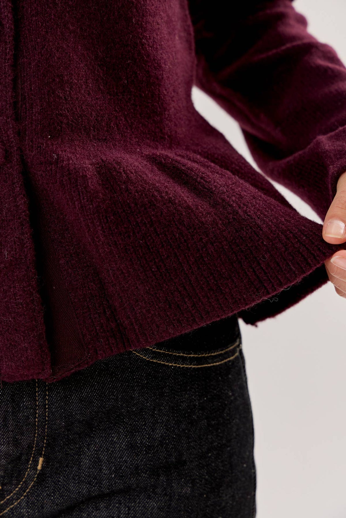 Plum Peplum Knit Cardigan