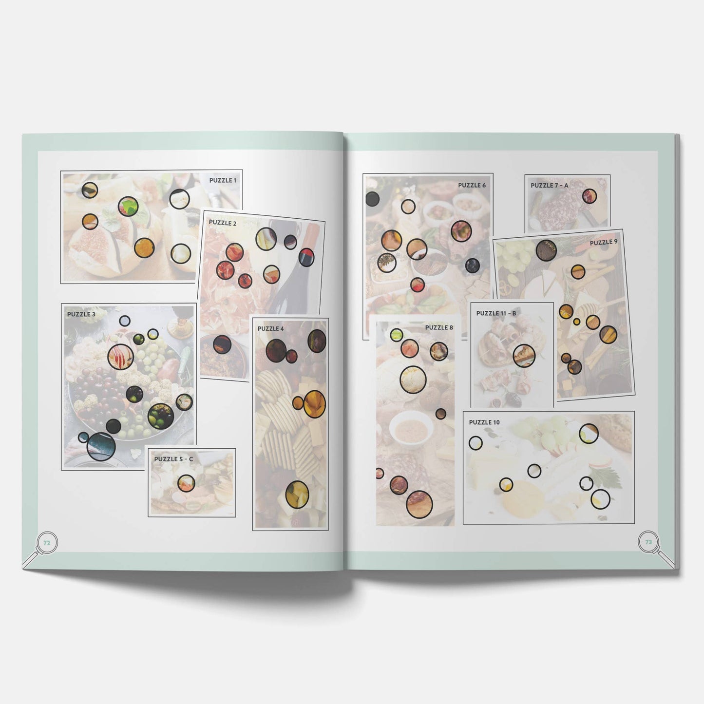 Charcuterie Spot the Difference Puzzles, I Spy Activity Book