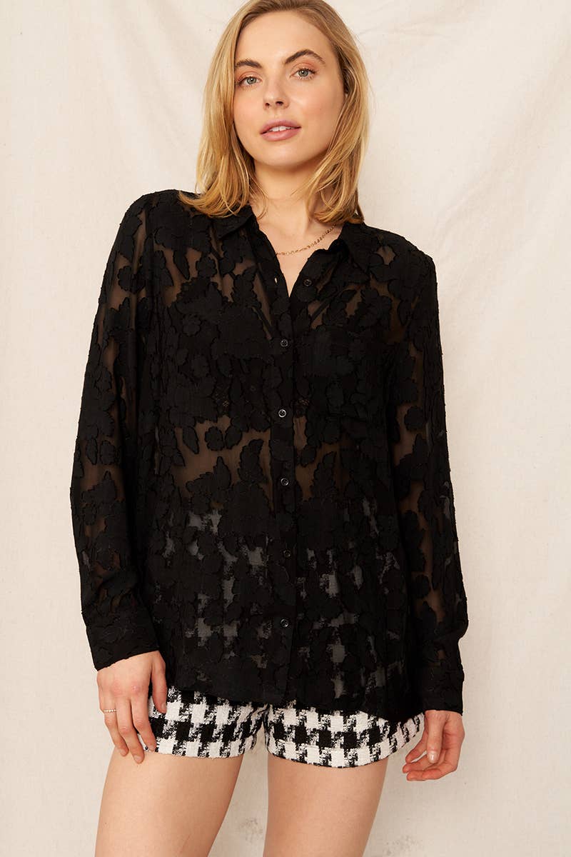 Burnout Button Down Blouse