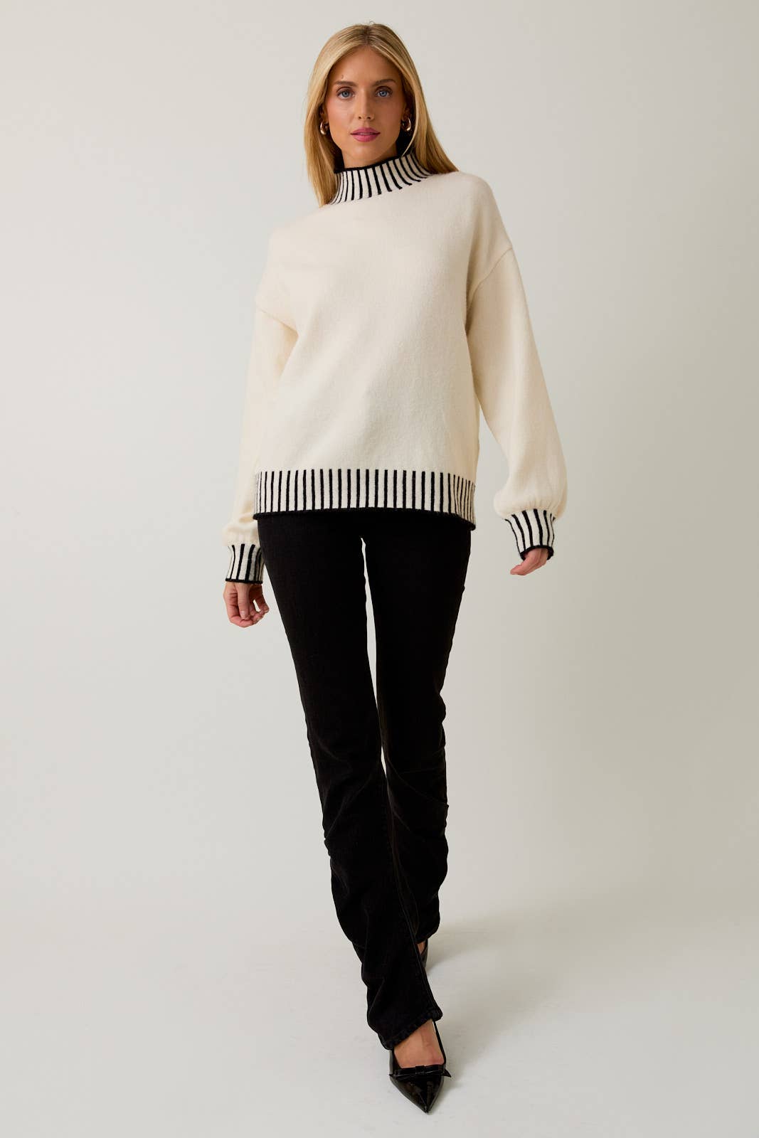 Sable Stitch Mock Neck Sweater