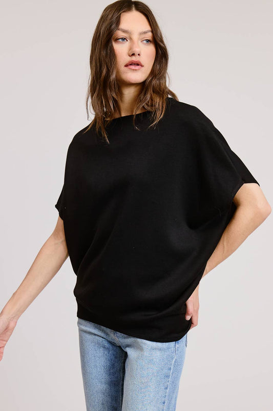 Effortlessly Chic Scuba Dolman Top - Black