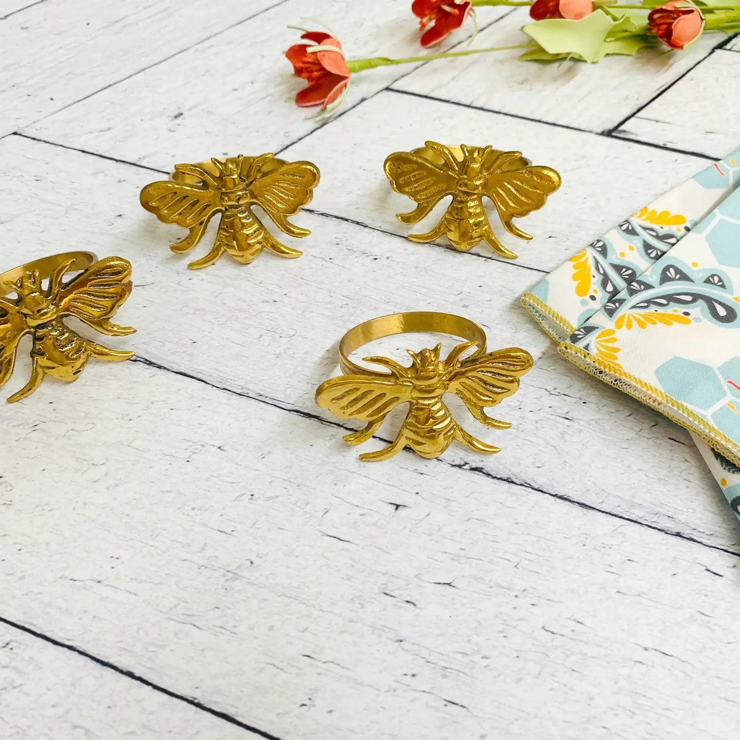 Honey Bee Napkin Rings - Set of 4