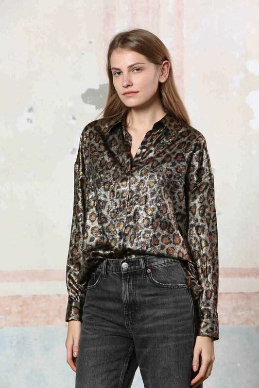 Shimmer Animal Print Blouse