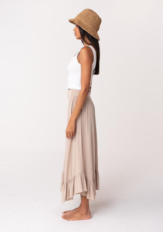Flowy Smocked Ruffle Hem Skirt