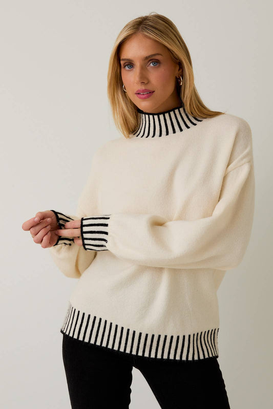 Sable Stitch Mock Neck Sweater