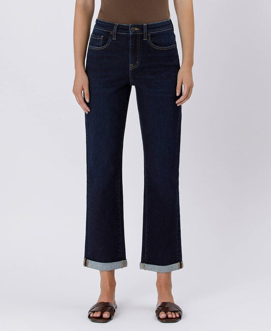 FLYING MONKEY High Rise Cuffed Crop Straight Jeans