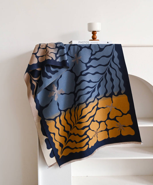 Blue & Camel Marsh Fern Reversible Wrap