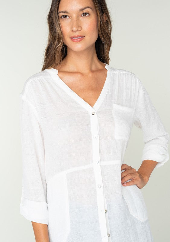 Gauzy Button Down Tunic