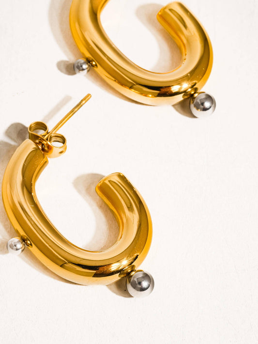 Oval & Dot Two Toned Earring