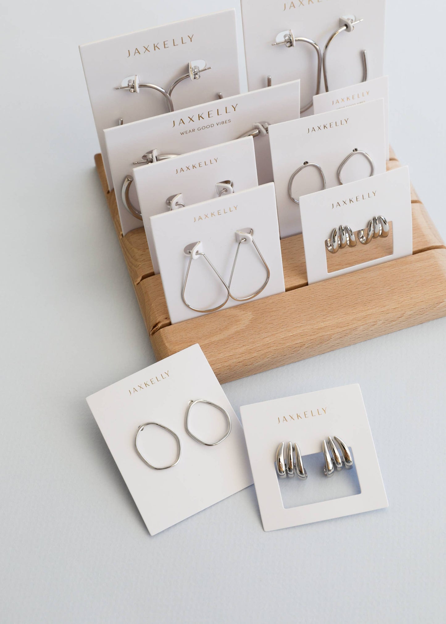 Silver Three Hoop Huggie Earring