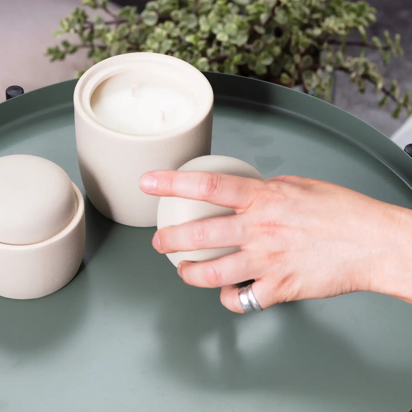Basil Cucumber Ceramic Candle