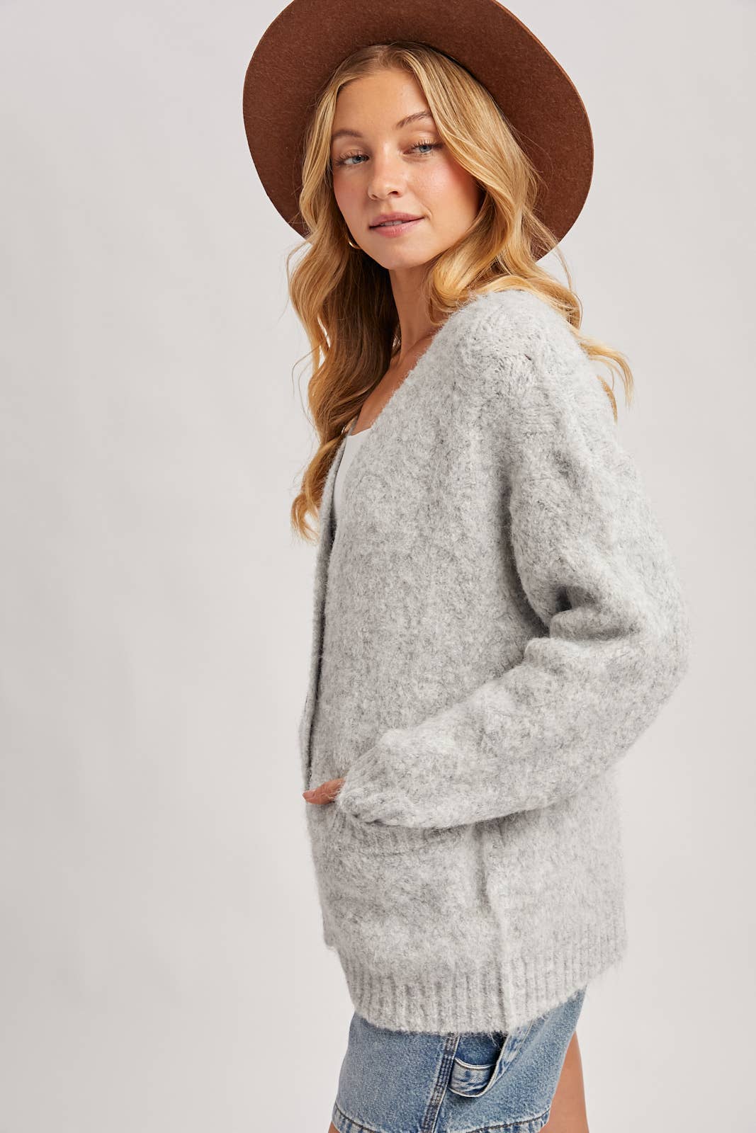 Fuzzy Button Down Knit Cardigan