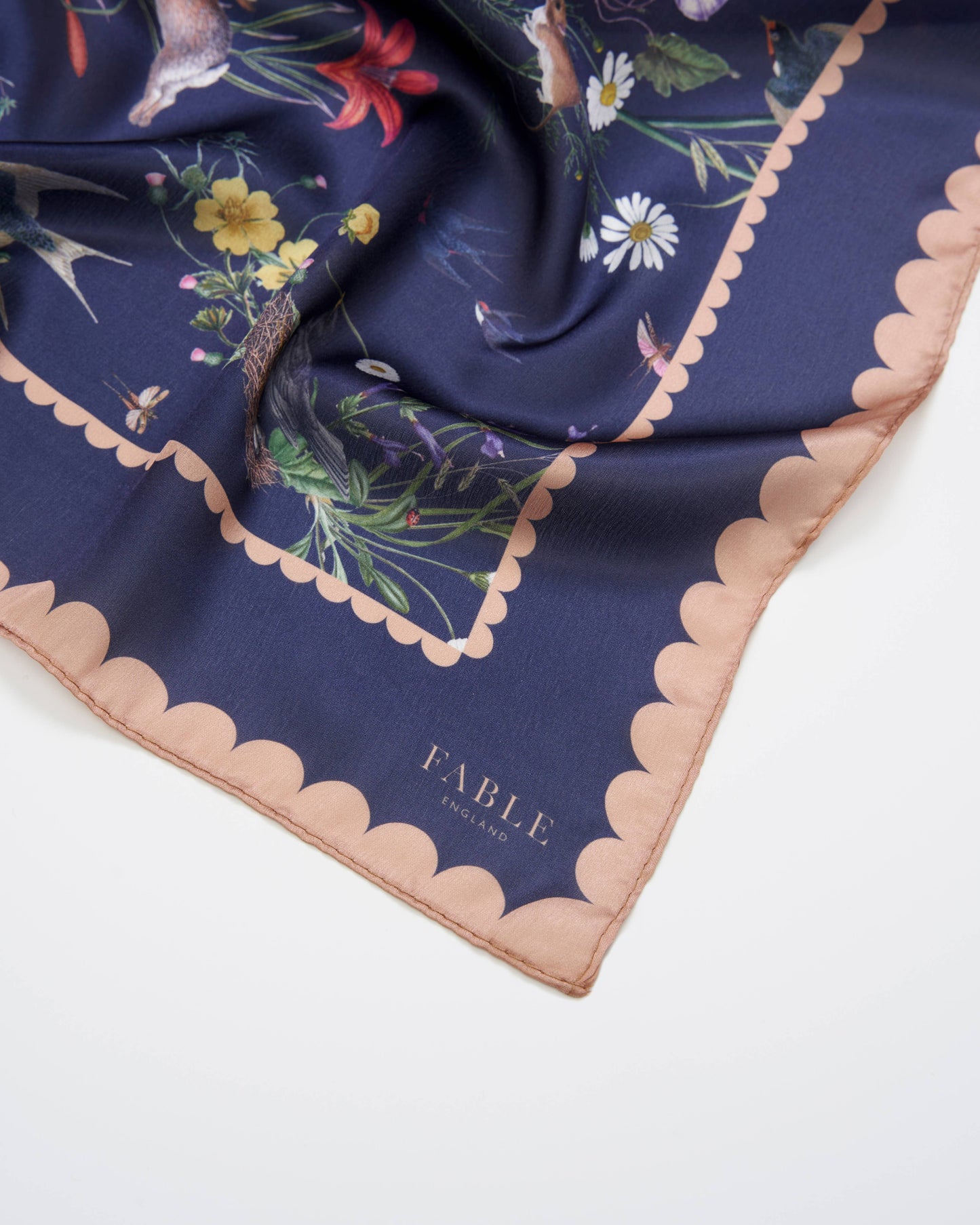 Navy Running Bunny Toile Square Scarf