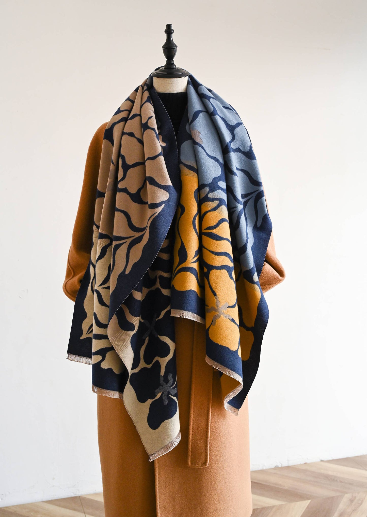 Blue & Camel Marsh Fern Reversible Wrap